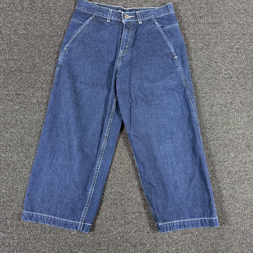 Vintage Levis L2 Wide Leg Cropped Jeans Capris Dark Wash Denim Womens 7 JR 29x22